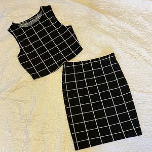Black and white matching top and aline skirt